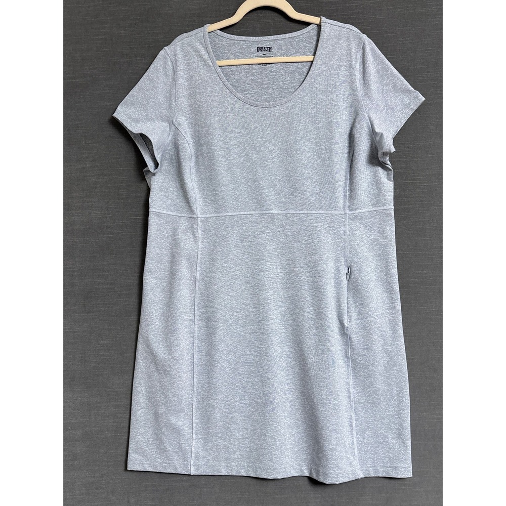 Duluth NoGA Classic Short Sleeve Dress XXL Gray Stretch UPF Travel Comfort